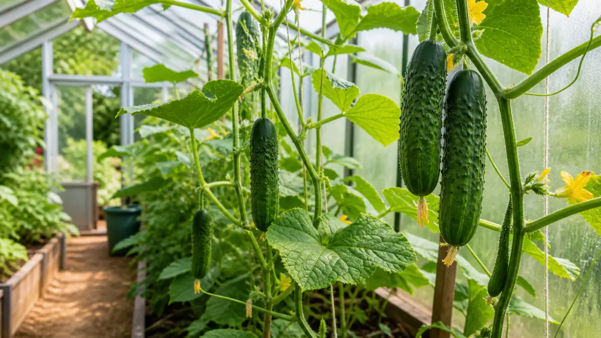 Pepinos en un jardín de España