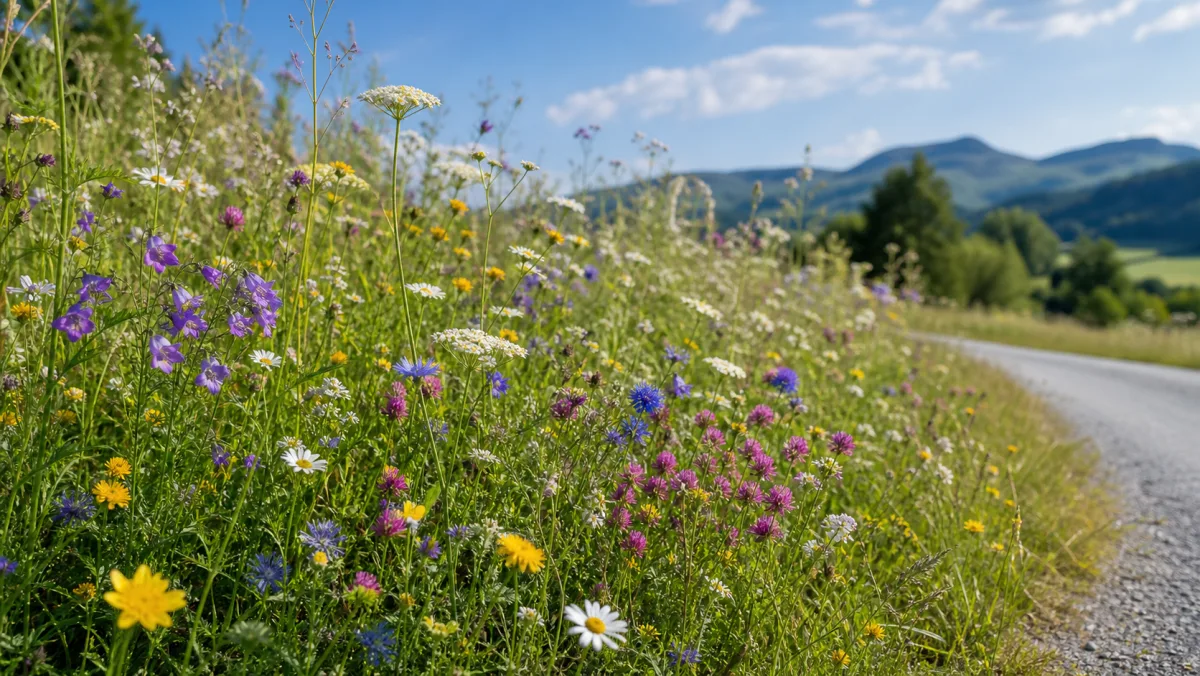 Flores para taludes y bordes de camino en un jardín de España