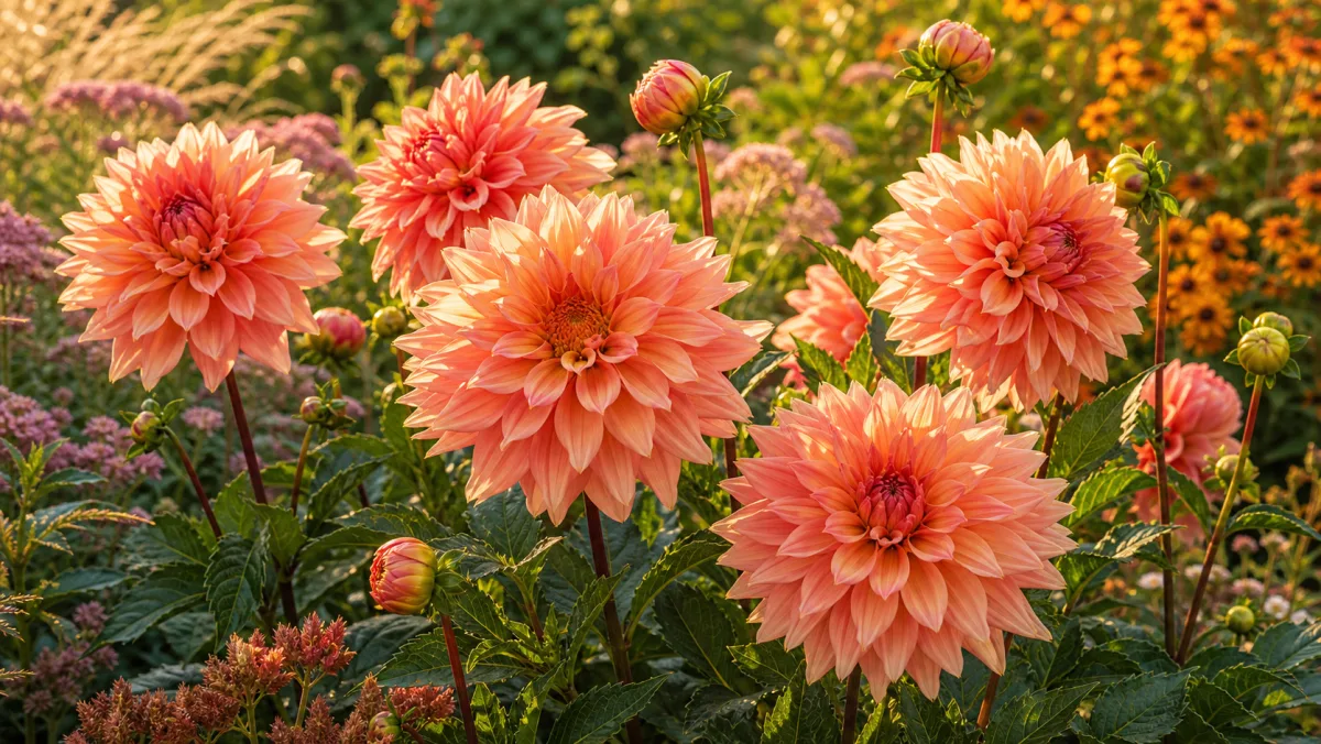 Dalia 'Belle of Barmera' en un jardín de España