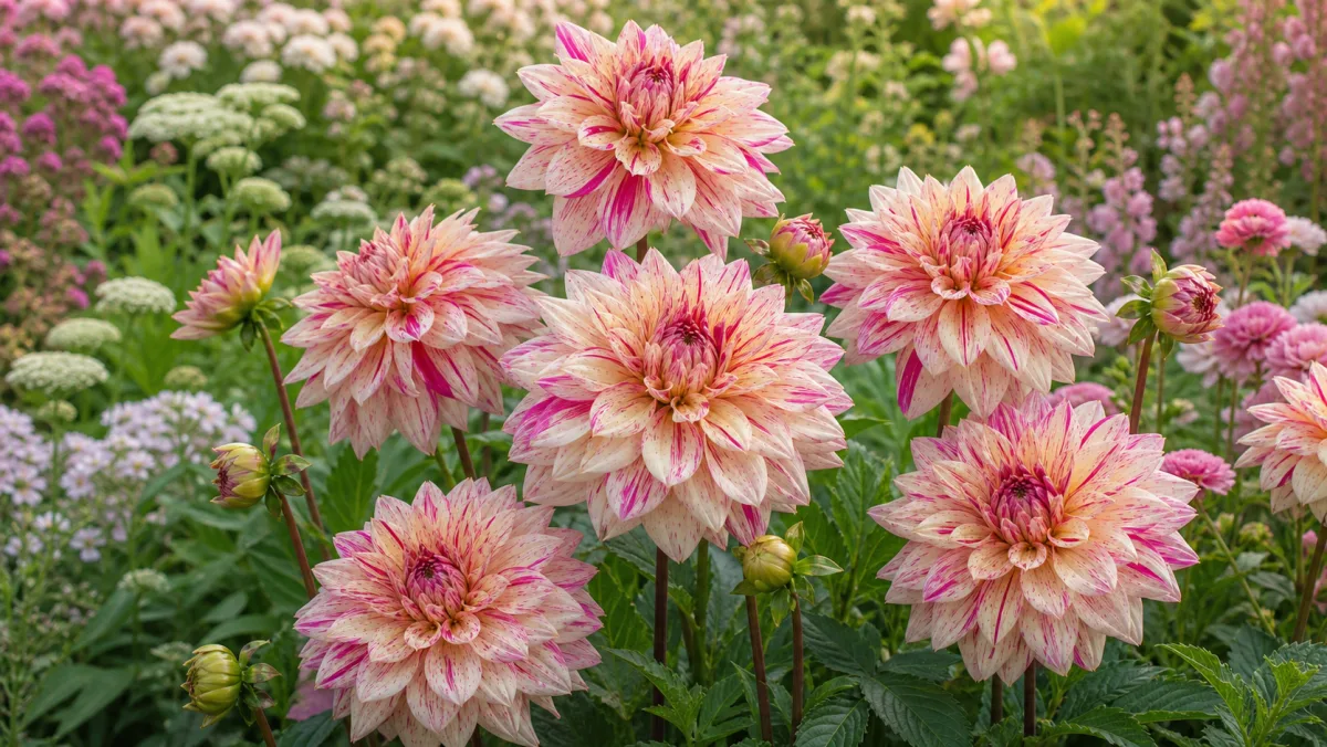 Dalia 'Café au Lait Twist' en un jardín de España