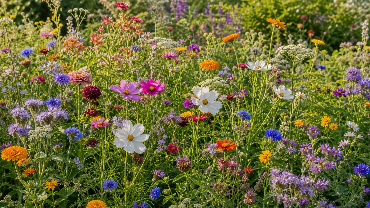 Mezcla ecológica de anuales en un jardín de España