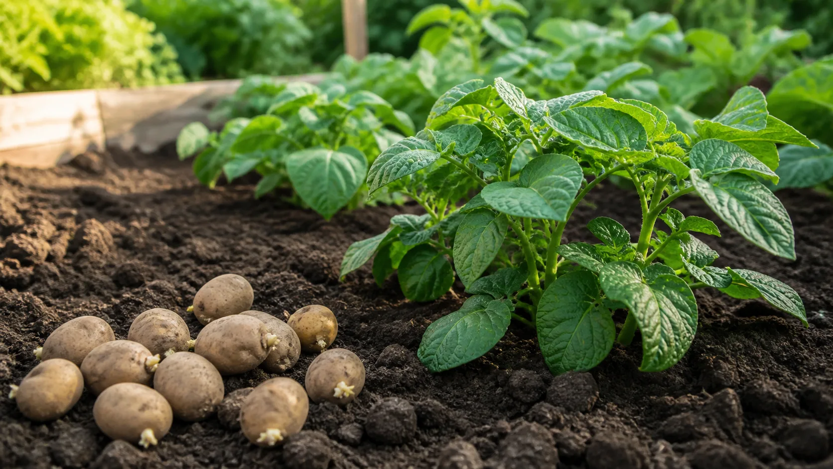 Patatas en un jardín de España