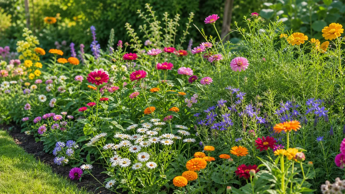 Semillas de flores de verano en un jardín de España