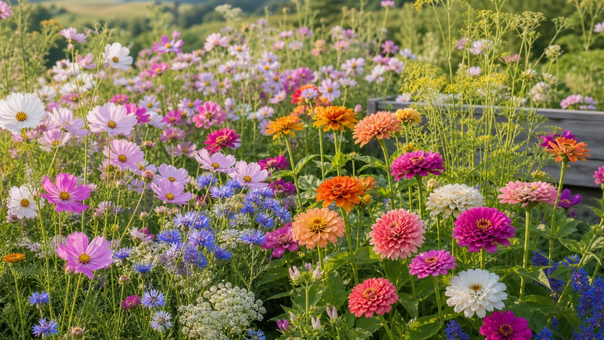 Flores de corte de verano en un jardín de España